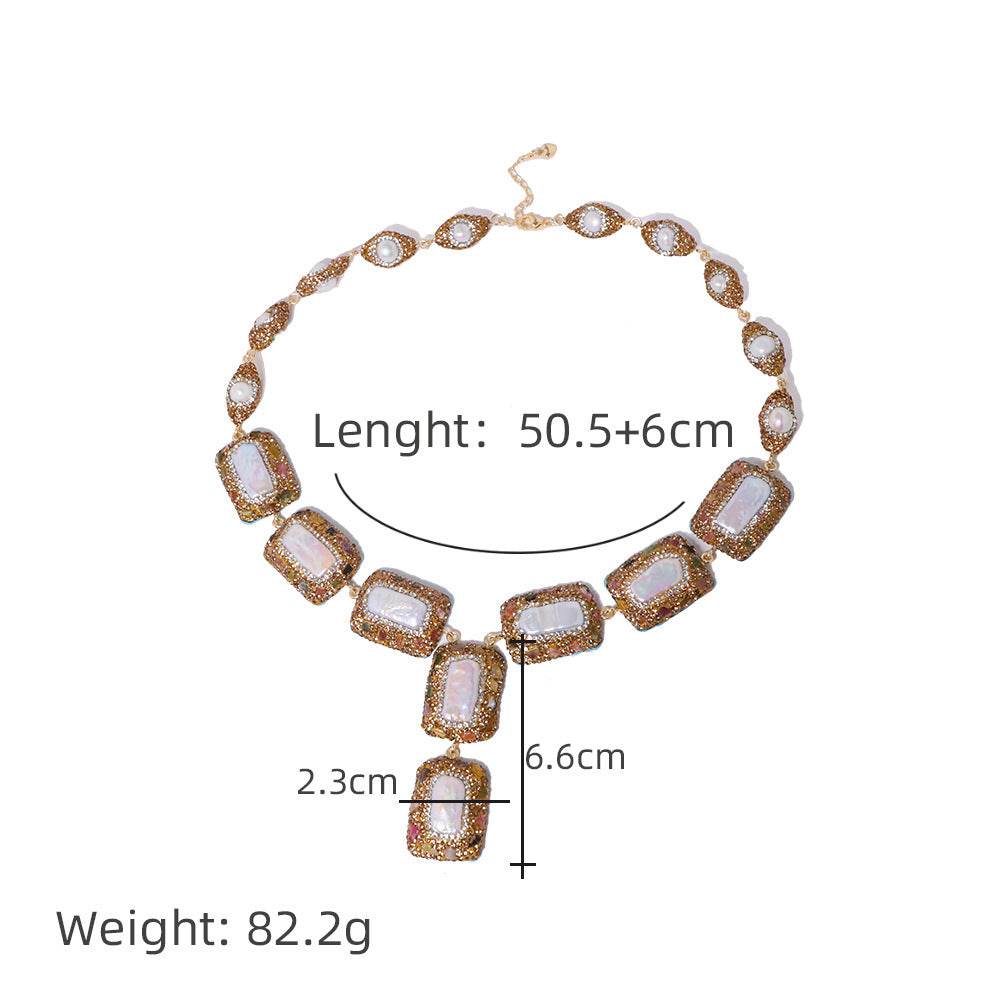 Elegant Tourmaline Pearl Necklace - Adjustable Titanium Chain, Trendy Style - Buy Center