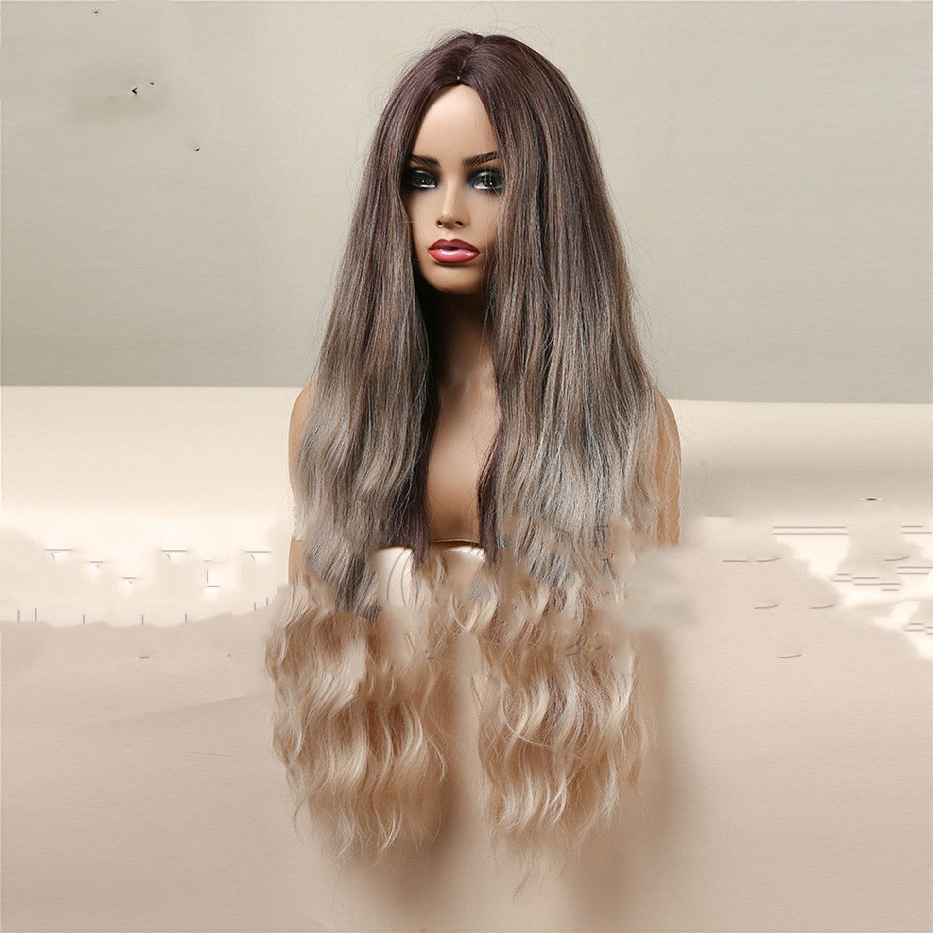 Medium Brown Gradient Blonde Long Curly Wig - Lightweight & Glamorous - Buy Center
