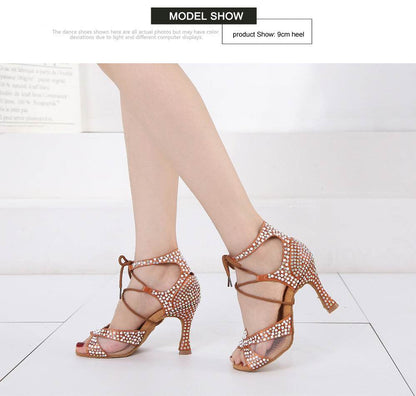 Buycenter Stylish Latin Dance Shoes - Premium Mesh Studded Design - Buy Center