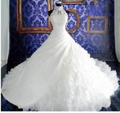 High-End Lace Wedding Dress - Elegant Big Tail, Sizes S to 5XL - Buy Center