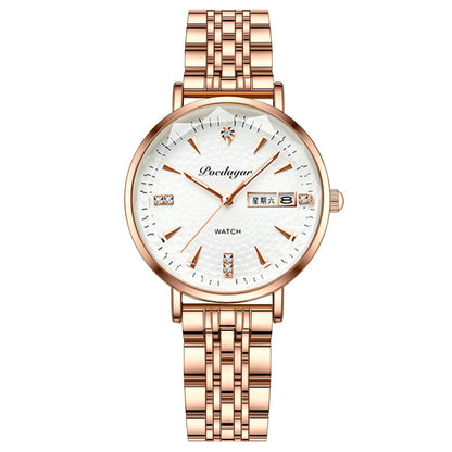 Stylish Women's Quartz Watch - Waterproof Design & Double Calendar Feature - Buy Center