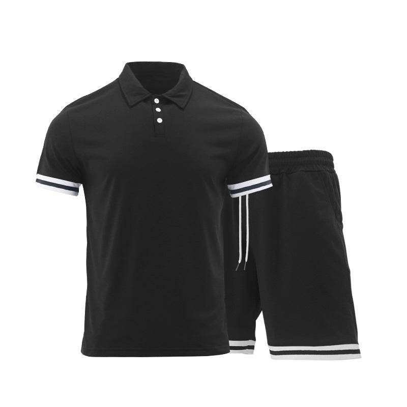 Buycenter Casual Lapel T-Shirt Suit for Men - Short Sleeve & Shorts - Buy Center