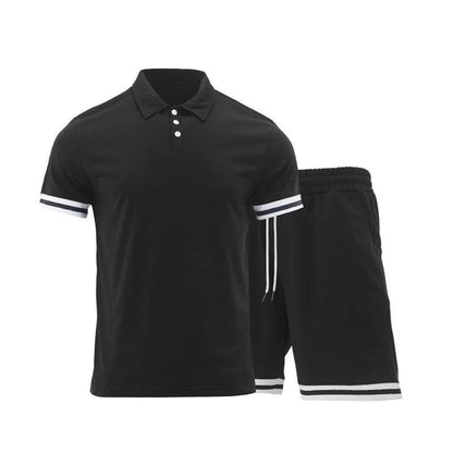 Buycenter Casual Lapel T-Shirt Suit for Men - Short Sleeve & Shorts - Buy Center