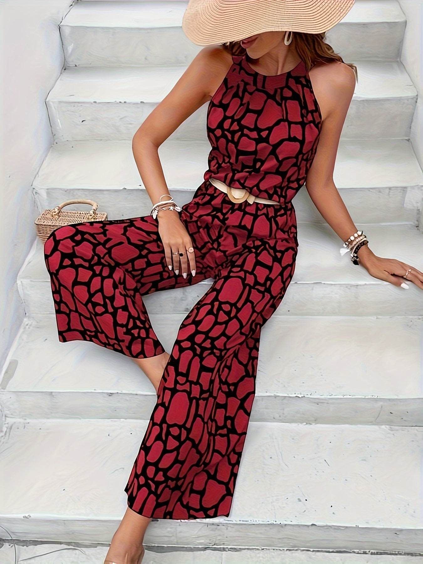 Elegant Burgundy Halter Neck Outfit - Perfect for Spring & Fall - Buy Center