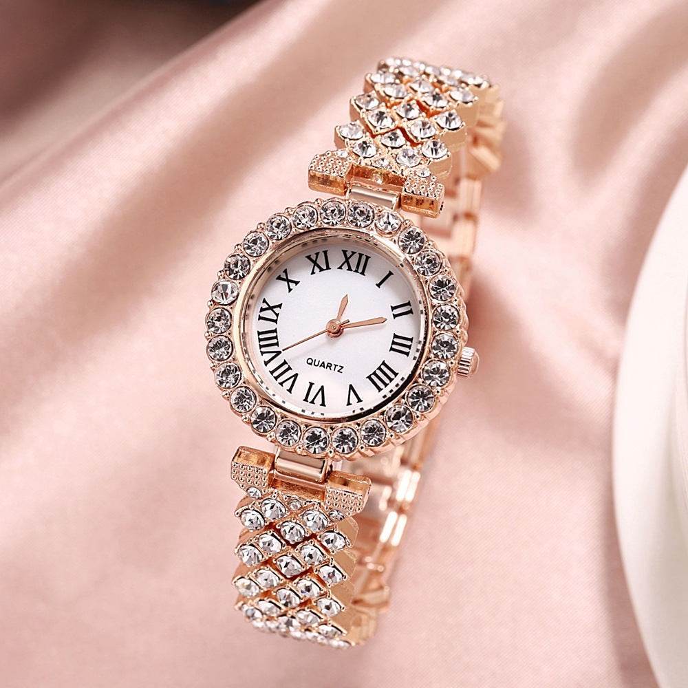 Buy Center Luxury Diamond Quartz Watch & Bracelet Set - Elegant Fashion Jewelry - Buy Center