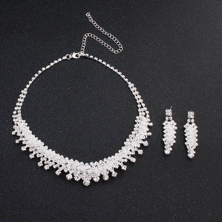 Elegant Wedding Jewelry Set - Silver Alloy Necklace & Earring Duo - Buy Center