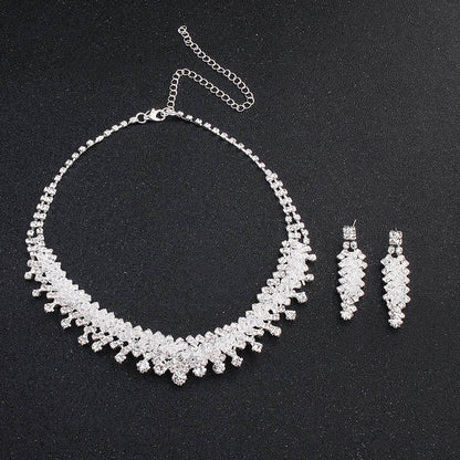 Elegant Wedding Jewelry Set - Silver Alloy Necklace & Earring Duo - Buy Center