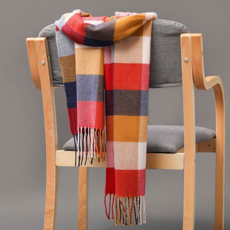 British Plaid Cashmere Scarf - Stylish Tassels, Perfect for Couples & Families - Buy Center