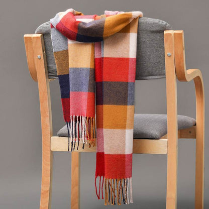 British Plaid Cashmere Scarf - Stylish Tassels, Perfect for Couples & Families - Buy Center