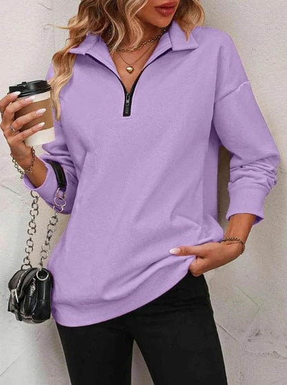 Buycenter Women's Fashion Pullover Sweatshirt - Long Sleeve Zipper Style - Buy Center