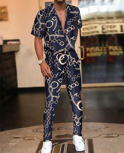 Buycenter 3D Printed Geometric Shirt and Trousers Suit - Stylish Cotton Blend - Buy Center