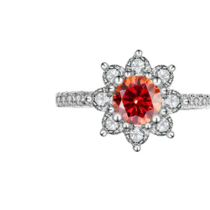 Buycenter 925 Sterling Silver Moissanite Flower Ring for Women - Elegant Design - Buy Center