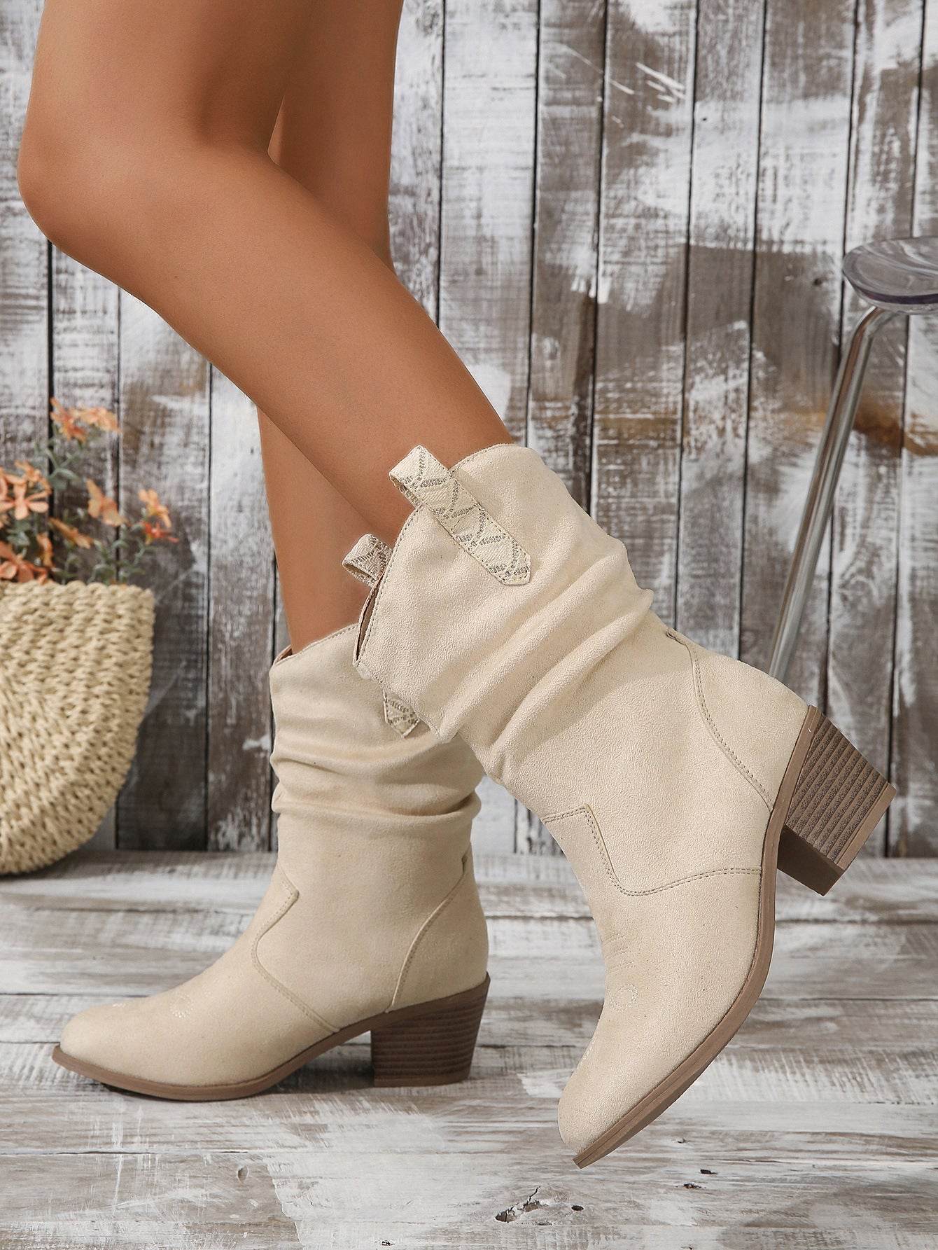 Buycenter Plus Size Women's Boots - Fashionable Suede with Mid Heel - Buy Center