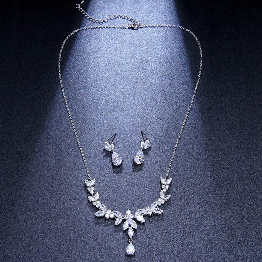 Buy Center Luxurious Pendant Necklace & Earrings Set - Copper & Zircon - Buy Center