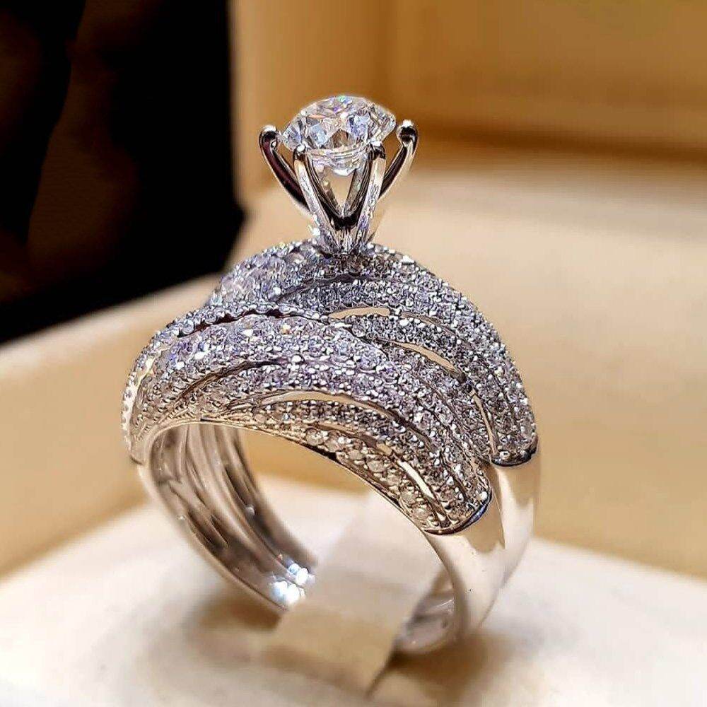 Elegant Diamond Engagement Ring - White Rhinestone Alloy Design 2025 - Buy Center