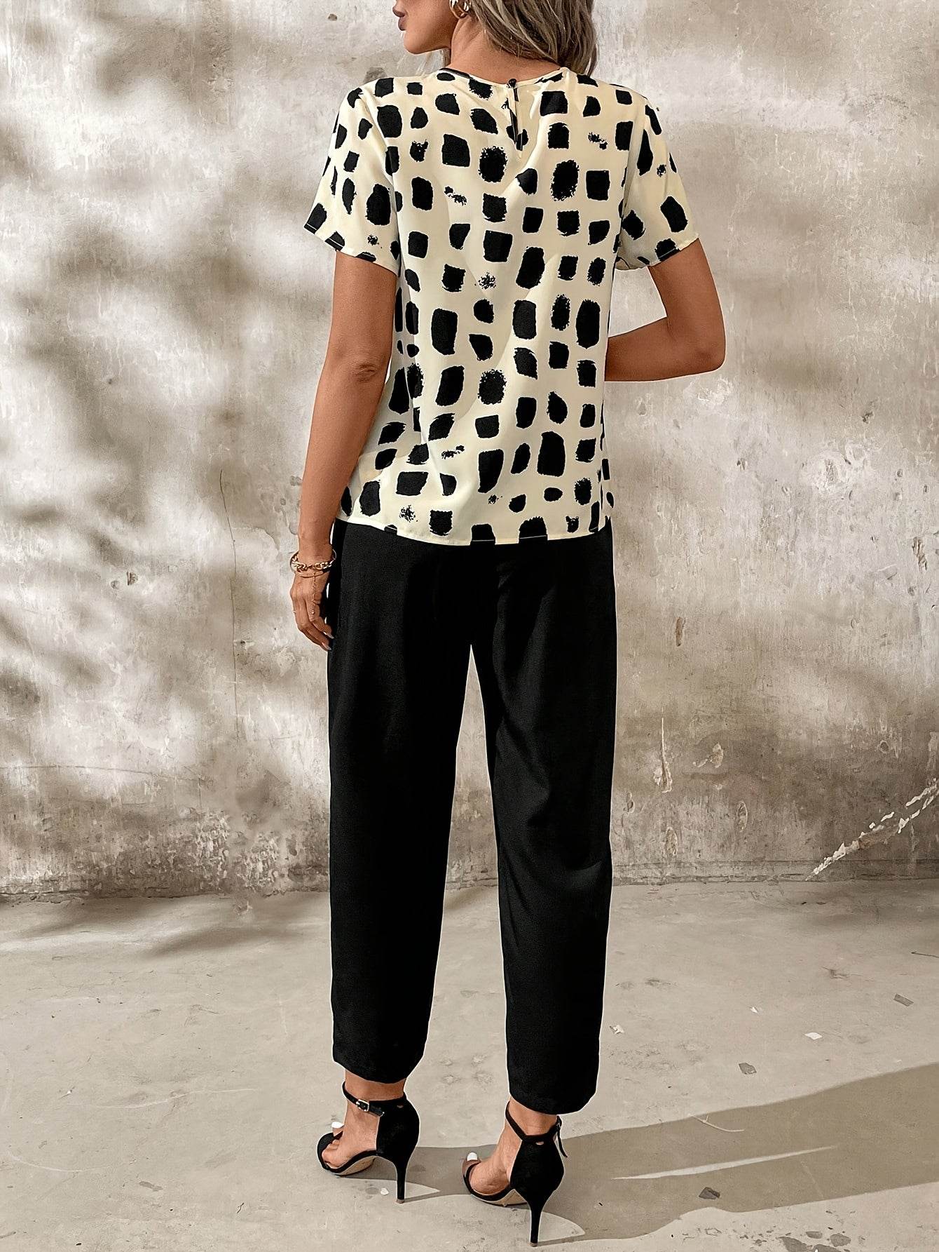 Autumn Women's Bat Wing Sleeve Top & Solid Color Trousers Set - Buy Center