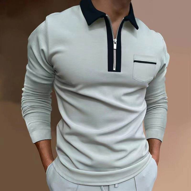 Buycenter Slim Fit Long Sleeve Men's T-Shirt - Zipper Decoration Styles - Buy Center