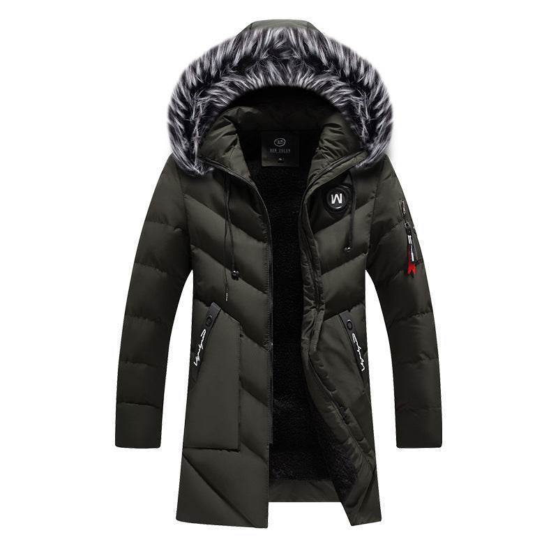 Casual Mid-Length Plus Cashmere Padded Jacket - Hooded & Zippered - Buy Center