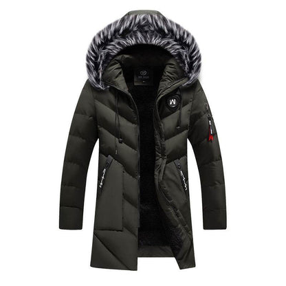 Casual Mid-Length Plus Cashmere Padded Jacket - Hooded & Zippered - Buy Center