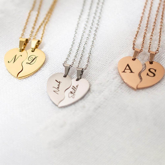Personalized Stainless Steel Heart Necklace - Gold/Rose Gold Elegance - Buy Center
