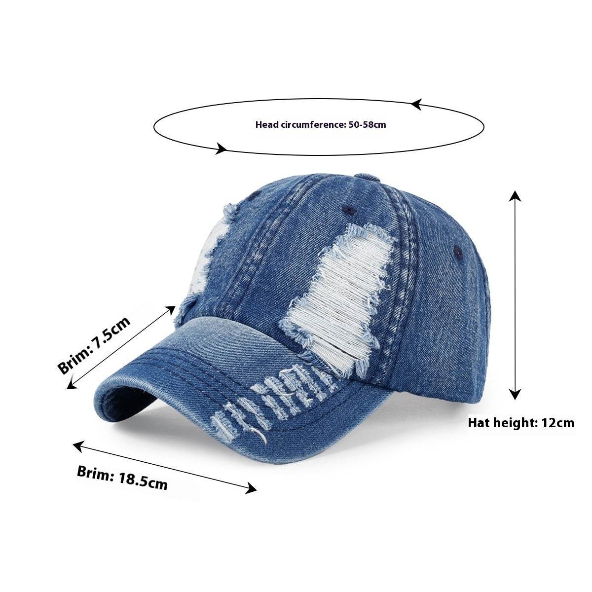 All-Match Ripped Denim Baseball Cap - Trendy Sun Protection & Style 2025 - Buy Center