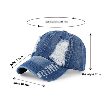 All-Match Ripped Denim Baseball Cap - Trendy Sun Protection & Style 2025 - Buy Center