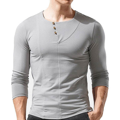 Buycenter Men's Long-Sleeved T-Shirt - Stylish Round Neck, 5 Colors - Buy Center
