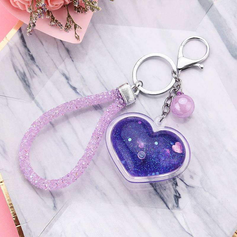 Colorful Acrylic Heart Keychain Pendant - Trendy Love Beads & Silver Buckle - Buy Center