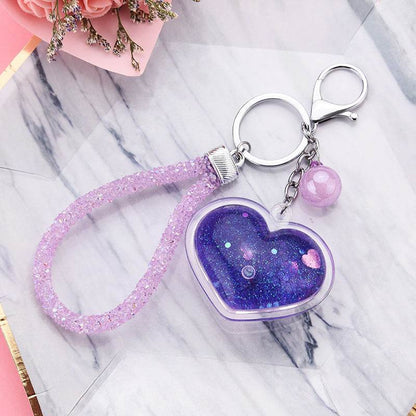 Colorful Acrylic Heart Keychain Pendant - Trendy Love Beads & Silver Buckle - Buy Center