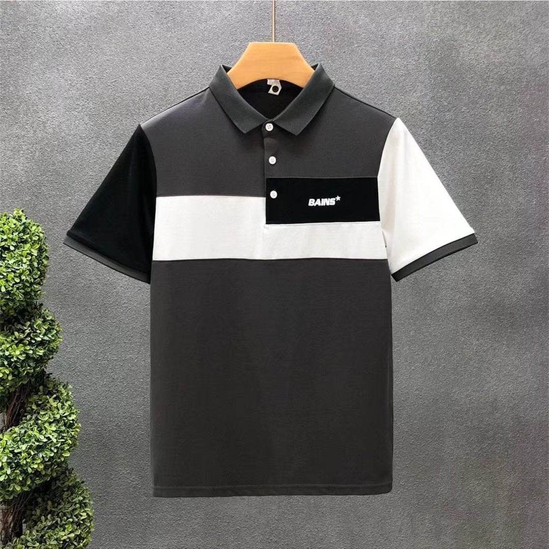 Trend Stitching Contrast Color Polo Shirt - Stylish Men's Fitted Design - Buy Center