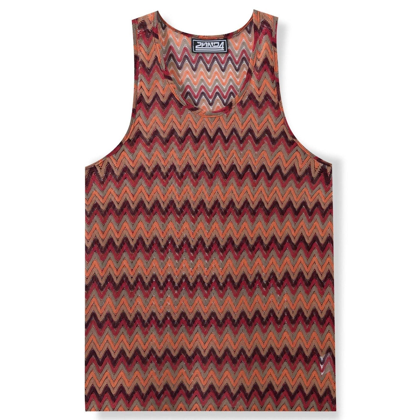 Retro Stripe Color Wave Vest - Summer Casual Men's Clothing in Green & Red - Buy Center