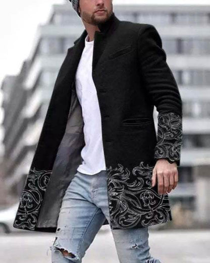 3D Digital Printed Men's Woolen Coat - Stylish Autumn Trench Jacket 2025 - Buy Center