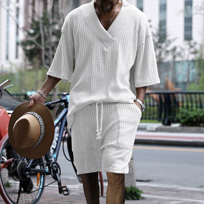 Buycenter Men's Casual Loose Knitwear Shorts Suit - Stylish & Comfortable - Buy Center