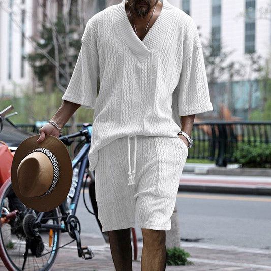 Buycenter Men's Casual Loose Knitwear Shorts Suit - Stylish & Comfortable - Buy Center