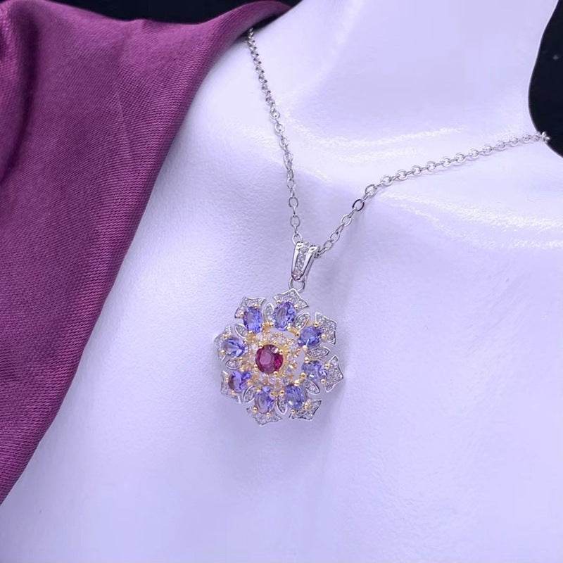Buy Center Simple Natural Tanzanite Pendant Necklace - 925 Silver Jewelry - Buy Center