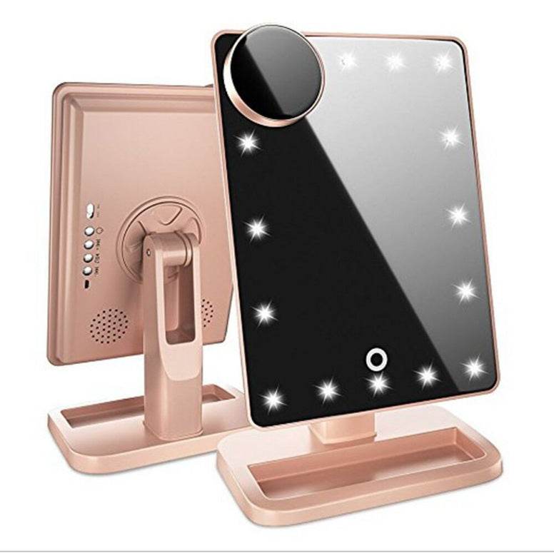 Touch Screen Makeup Mirror with 20 LED Lights & Bluetooth Speaker - Buy Center
