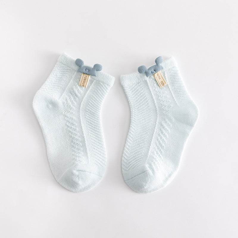 Cute Breathable Mesh Baby Socks - Thin Cotton, Striped & Cartoon Designs - Buy Center