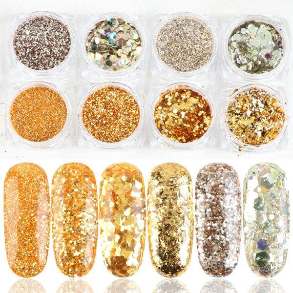 8 Box Mix Glitter Nail Art Powder Set - Holographic Shine for 2025 - Buy Center