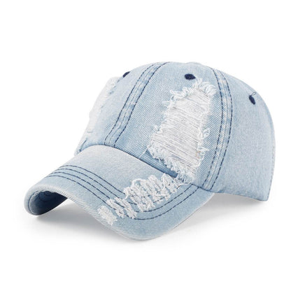 All-Match Ripped Denim Baseball Cap - Trendy Sun Protection & Style 2025 - Buy Center