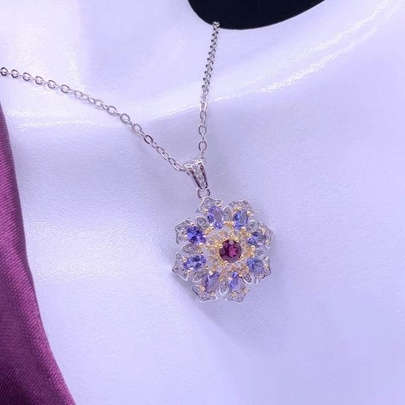 Buy Center Simple Natural Tanzanite Pendant Necklace - 925 Silver Jewelry - Buy Center