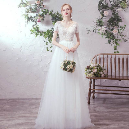 Bride Sen Simple Mesh Wedding Dress - Elegant Small Tail Skirt - Buy Center