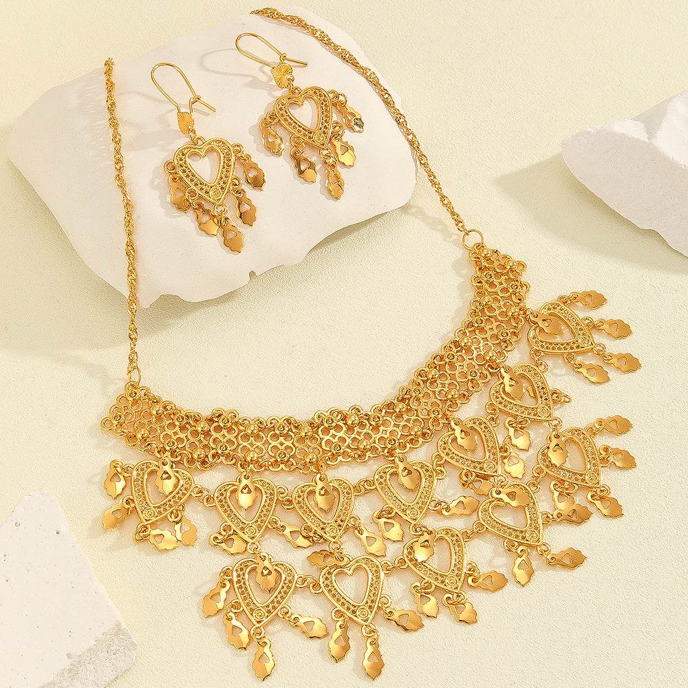 3pcs Retro Luxury Heart-Shaped Jewelry Set - Necklace & Earrings for Women - Buy Center