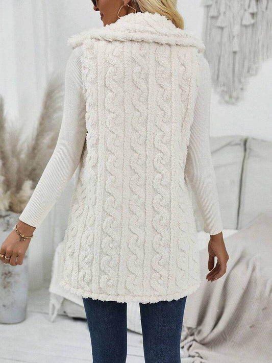 Double-Sided Plush Pocket Cardigan Vest - Trendy Women's Casual Jacket - Buy Center