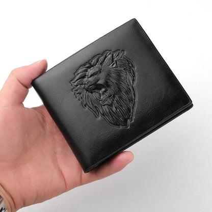 Men's Zipper Wallet - Lion Embossed Pattern, Stylish & Secure Design - Buy Center