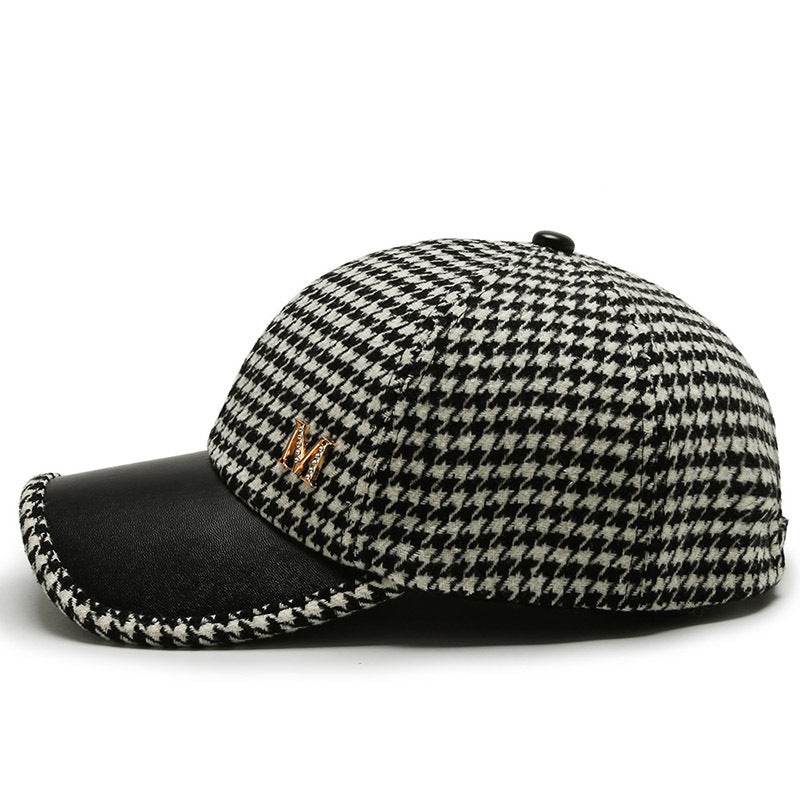 Buycenter Houndstooth Baseball Cap - Adjustable Wool for Men & Women - Buy Center