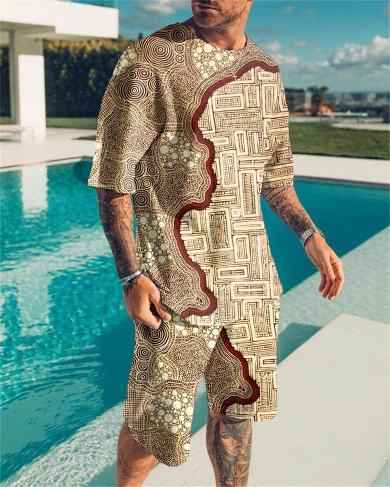 Simple Men's 3D Print Oversized Shirt & Shorts Set - Stylish Comfort 2025 - Buy Center