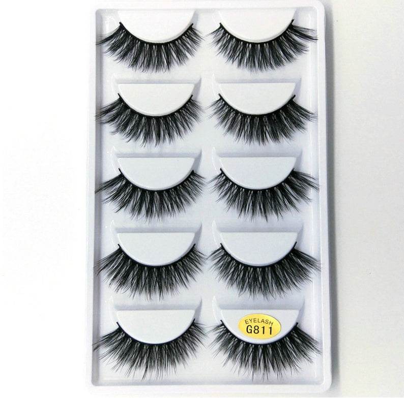 Luxurious 3D Mink Hair False Eyelashes - 5 Pairs for Stunning Volume - Buy Center