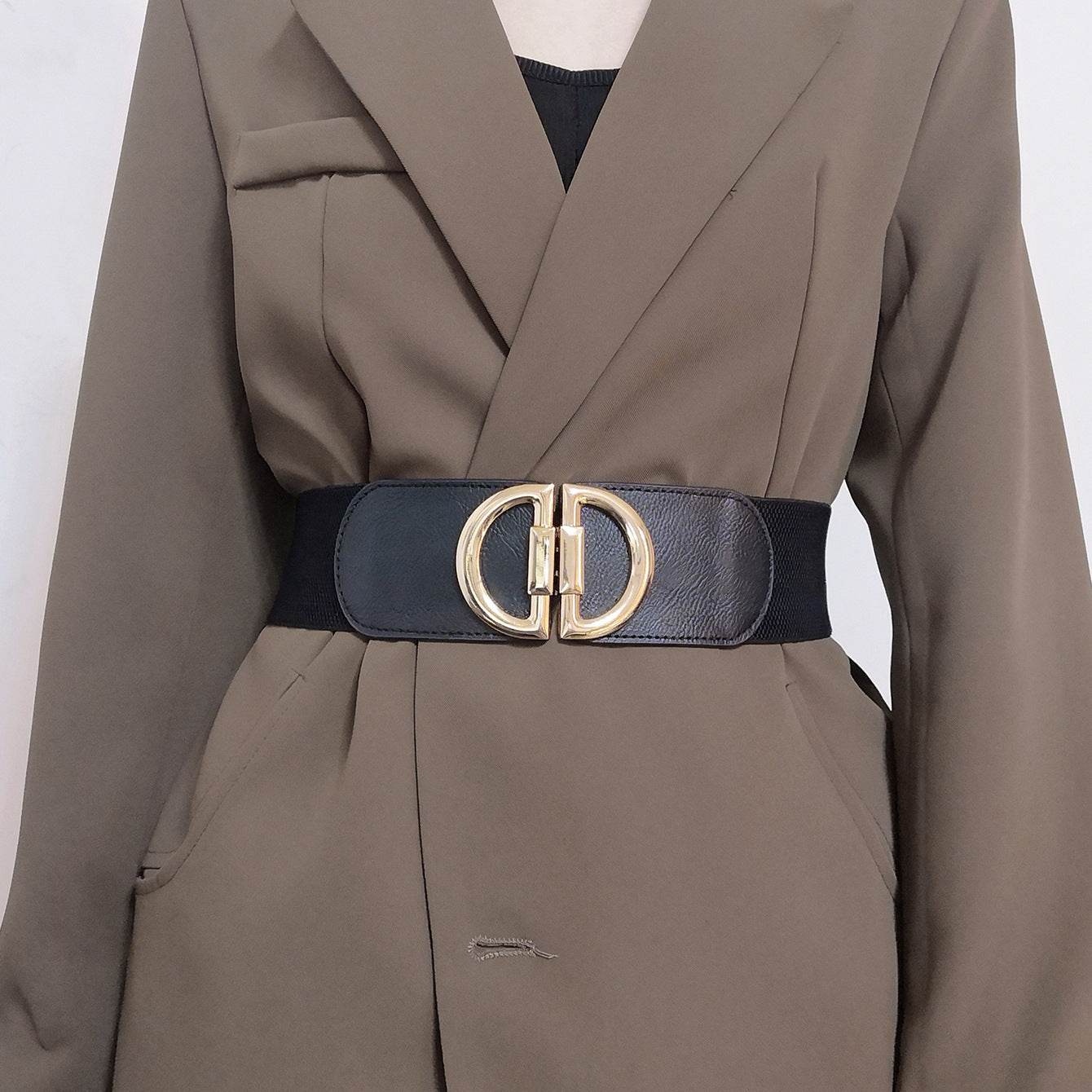 Stylish Elastic Wide Belts for Women - Adjustable PU Leather Buckle - Buy Center