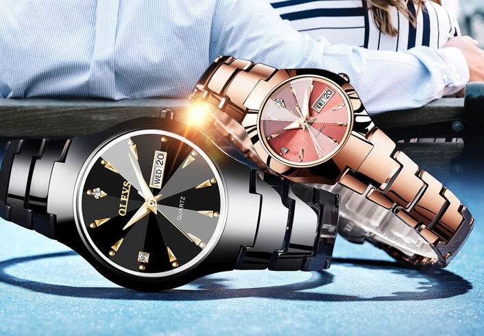 Luminous Tungsten Steel Quartz Watch - Waterproof & Stylish for Ladies - Buy Center