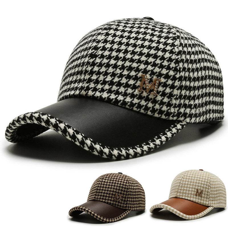 Buycenter Houndstooth Baseball Cap - Adjustable Wool for Men & Women - Buy Center